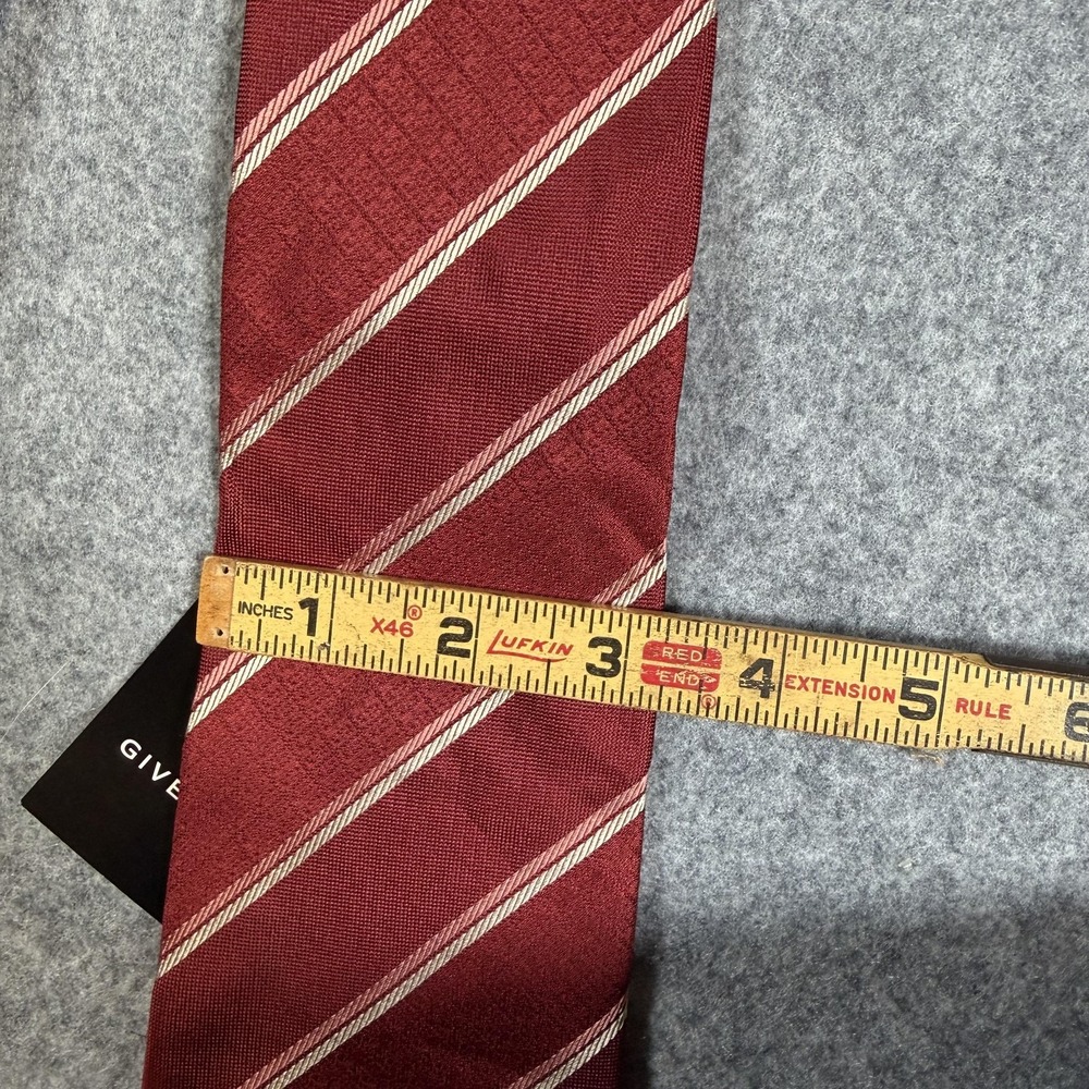 Givenchy Tie Mens Classic Red Stripe 100% Silk Designer Made In Italy Necktie - Picture 7 of 7
